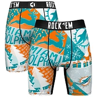 Men's Rock Em Socks Aqua Miami Dolphins Holiday Tacky Remix Boxer Briefs