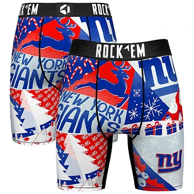 Men's Rock Em Socks Royal New York Giants Holiday Tacky Remix Boxer Briefs