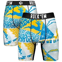 Men's Rock Em Socks Powder Blue Los Angeles Chargers Holiday Tacky Remix Boxer Briefs
