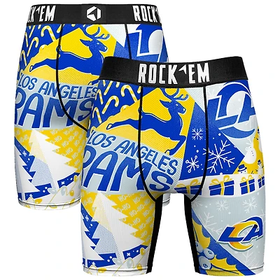 Men's Rock Em Socks Royal Los Angeles Rams Holiday Tacky Remix Boxer Briefs
