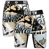 Men's Rock Em Socks Black New Orleans Saints Holiday Tacky Remix Boxer Briefs