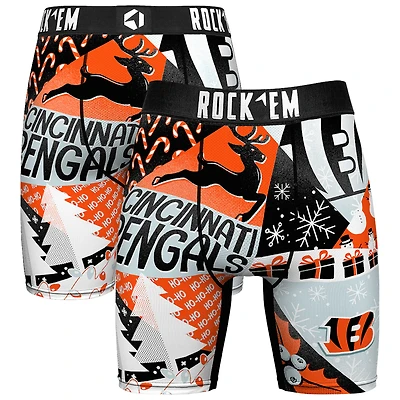 Men's Rock Em Socks Orange Cincinnati Bengals Holiday Tacky Remix Boxer Briefs