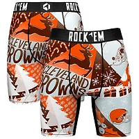 Men's Rock Em Socks Orange Cleveland Browns Holiday Tacky Remix Boxer Briefs
