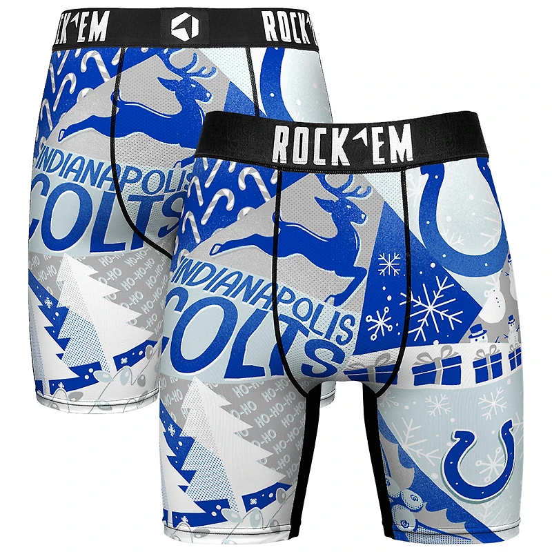 Men's Rock Em Socks Royal Indianapolis Colts Holiday Tacky Remix Boxer Briefs