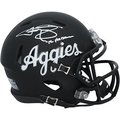 Johnny Manziel Texas A&M Aggies Autographed Riddell Black Script Speed Mini Helmet with "12 Heisman" Inscription