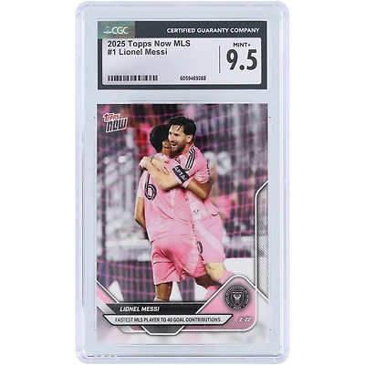 Lionel Messi Inter Miami CF 2025 Topps Now Fastest MLS Player To 40 Goal Contributions #1 CGC Authenticated 9.5 Card