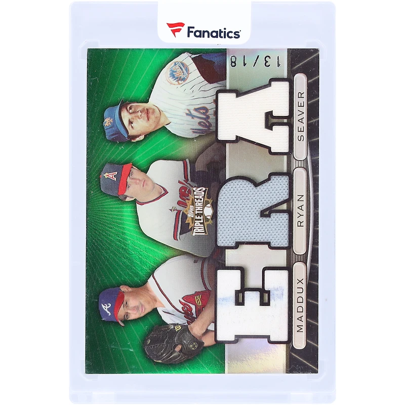 Greg Maddux, Nolan Ryan and Tom Seaver 2007 Topps Triple Threads Multi Game-Used Relics #TTRC-75 #13/18 Card