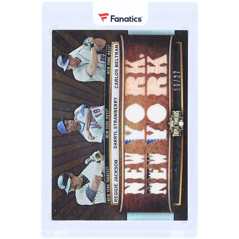 Reggie Jackson, Darryl Strawberry & Carlos Beltran 2011 Topps Triple Threads Multi Game-Used Relic #TTRC-33 #10/27 Card