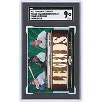 Joe DiMaggio, Hank Aaron & Sandy Koufax 2011 Topps Triple Threads Multi Game-Used Relics #TTRC-60 #8/18 SGC Authenticated 9 Card