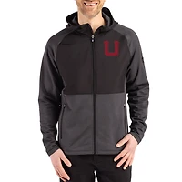 Men's Cutter & Buck Heather Utah Utes Peshastin Eco Fleece Recycled Raglan Full-Zip Tri-Blend Hybrid Jacket