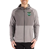 Men's Cutter & Buck Heather Tulane Green Wave Peshastin Eco Fleece Recycled Raglan Full-Zip Tri-Blend Hybrid Jacket