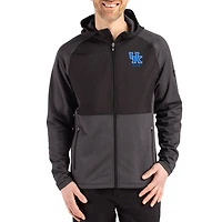 Men's Cutter & Buck Heather Kentucky Wildcats Peshastin Eco Fleece Recycled Raglan Full-Zip Tri-Blend Hybrid Jacket