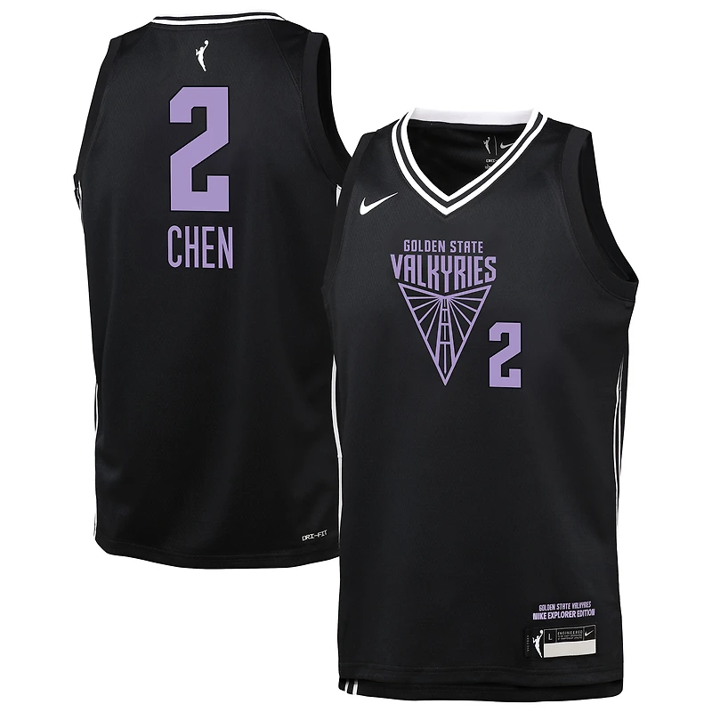 Youth Nike Kaitlyn Chen Eclipse Black Golden State Valkyries Explorer Edition Victory Player Jersey