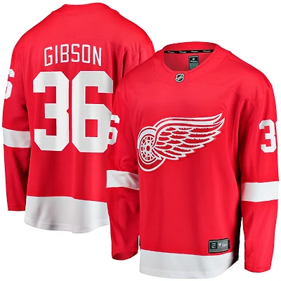 Men's Fanatics John Gibson Red Detroit Wings Home Breakaway Jersey