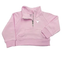 Girls Toddler Garb Pink Texas Longhorns Cropped Dawn Funnel Neck Half-Zip Sweatshirt