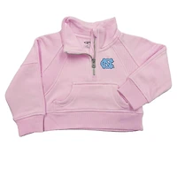 Girls Toddler Garb Pink North Carolina Tar Heels Cropped Dawn Funnel Neck Half-Zip Sweatshirt