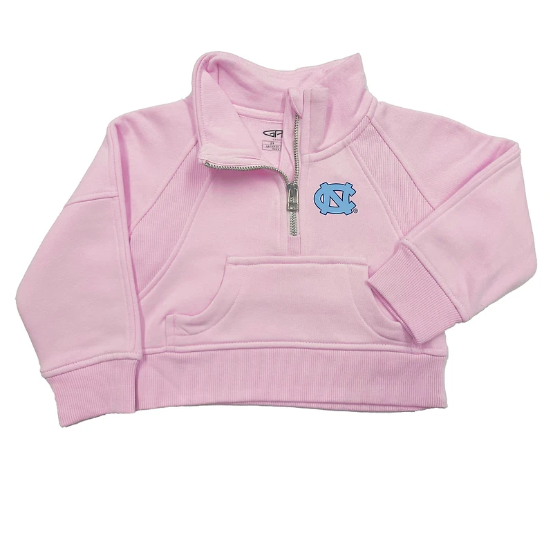 Girls Toddler Garb Pink North Carolina Tar Heels Cropped Dawn Funnel Neck Half-Zip Sweatshirt