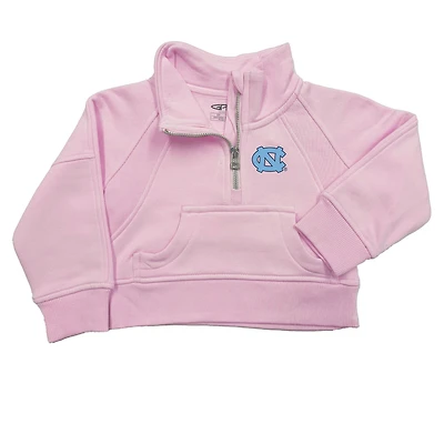 Girls Toddler Garb Pink North Carolina Tar Heels Cropped Dawn Funnel Neck Half-Zip Sweatshirt