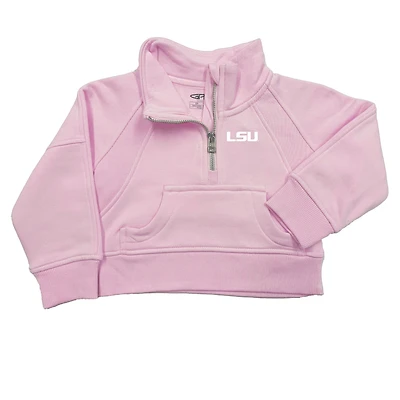 Girls Toddler Garb Pink LSU Tigers Cropped Dawn Funnel Neck Half-Zip Sweatshirt