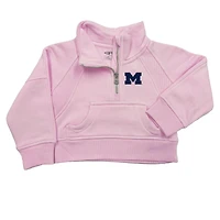 Girls Toddler Garb Pink Michigan Wolverines Cropped Dawn Funnel Neck Half-Zip Sweatshirt