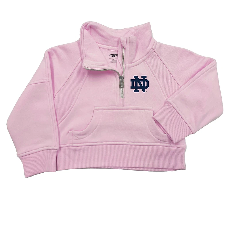 Girls Toddler Garb Pink Notre Dame Fighting Irish Cropped Dawn Funnel Neck Half-Zip Sweatshirt