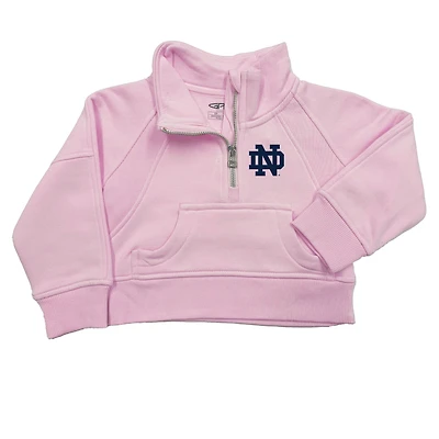 Girls Toddler Garb Pink Notre Dame Fighting Irish Cropped Dawn Funnel Neck Half-Zip Sweatshirt