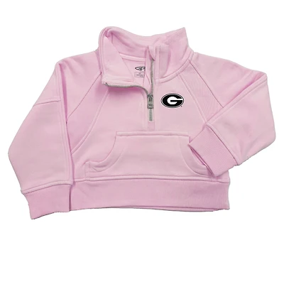 Girls Toddler Garb Pink Georgia Bulldogs Cropped Dawn Funnel Neck Half-Zip Sweatshirt