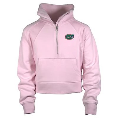 Girls Youth Garb Pink Florida Gators Cropped Dawn Funnel Neck Half-Zip Sweatshirt