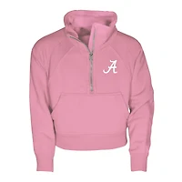 Girls Youth Garb Pink Alabama Crimson Tide Cropped Dawn Funnel Neck Half-Zip Sweatshirt