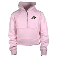 Girls Youth Garb Pink Colorado Buffaloes Cropped Dawn Funnel Neck Half-Zip Sweatshirt