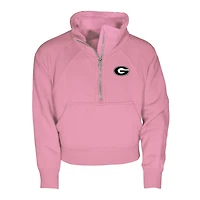 Girls Youth Garb Pink Georgia Bulldogs Cropped Dawn Funnel Neck Half-Zip Sweatshirt