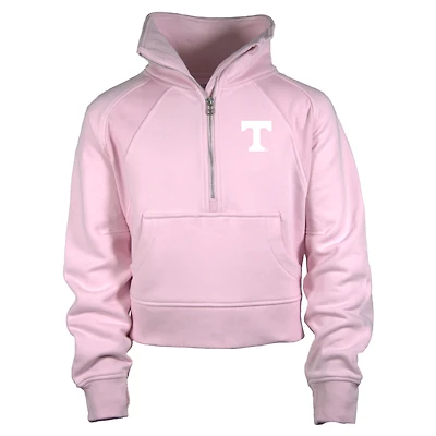 Girls Youth Garb Pink Tennessee Volunteers Cropped Dawn Funnel Neck Half-Zip Sweatshirt