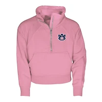 Girls Youth Garb Pink Auburn Tigers Cropped Dawn Funnel Neck Half-Zip Sweatshirt