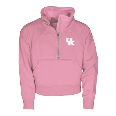 Girls Youth Garb Pink Kentucky Wildcats Cropped Dawn Funnel Neck Half-Zip Sweatshirt