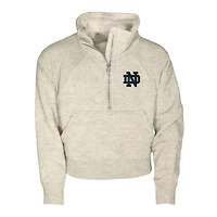 Girls Youth Garb Natural Notre Dame Fighting Irish Cropped Dawn Funnel Neck Half-Zip Sweatshirt