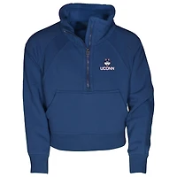 Girls Youth Garb Navy UConn Huskies Cropped Dawn Funnel Neck Half-Zip Sweatshirt
