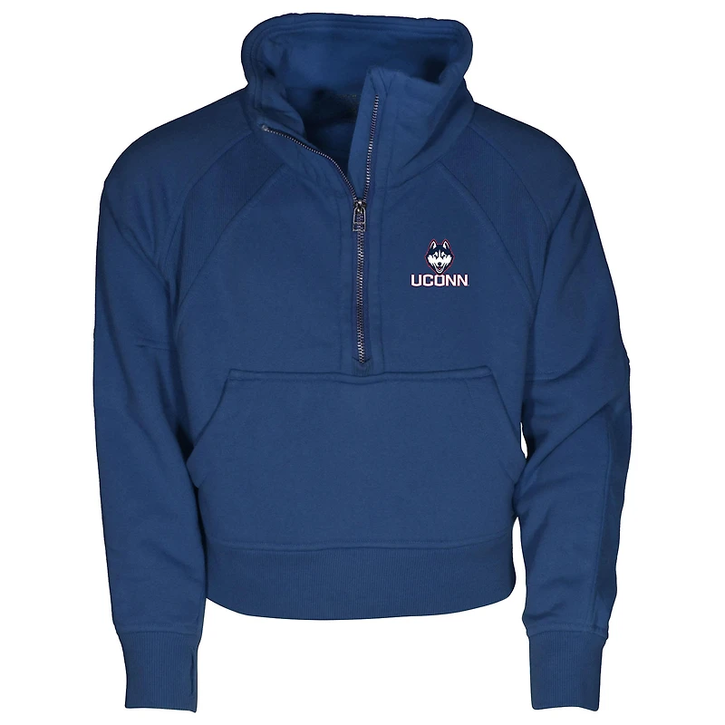 Girls Youth Garb Navy UConn Huskies Cropped Dawn Funnel Neck Half-Zip Sweatshirt