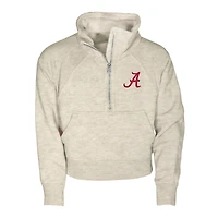 Girls Youth Garb Natural Alabama Crimson Tide Cropped Dawn Funnel Neck Half-Zip Sweatshirt