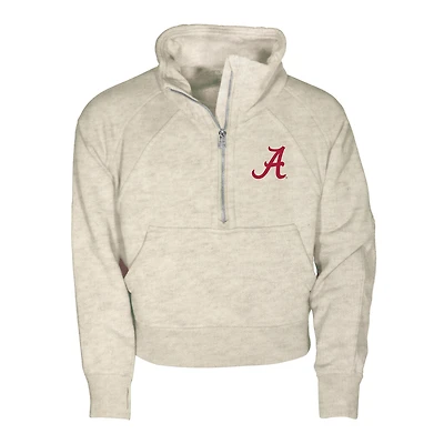 Girls Youth Garb Natural Alabama Crimson Tide Cropped Dawn Funnel Neck Half-Zip Sweatshirt