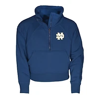 Girls Youth Garb Navy Notre Dame Fighting Irish Cropped Dawn Funnel Neck Half-Zip Sweatshirt