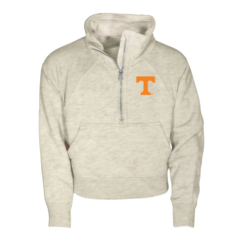 Girls Youth Garb Natural Tennessee Volunteers Cropped Dawn Funnel Neck Half-Zip Sweatshirt