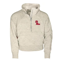 Girls Youth Garb Natural Ole Miss Rebels Cropped Dawn Funnel Neck Half-Zip Sweatshirt