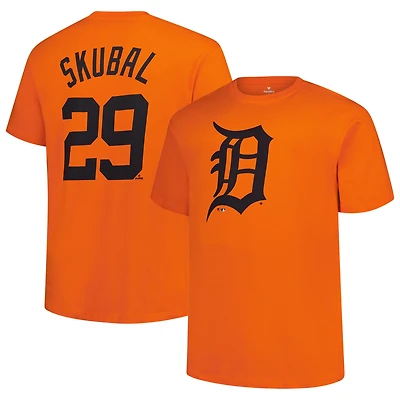 Men's Fanatics Tarik Skubal Orange Detroit Tigers Big & Tall Name Number T-Shirt
