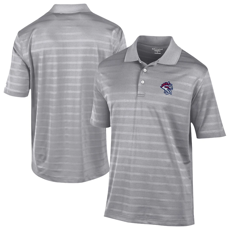 Men's Champion  Gray Binghamton Rumble Ponies Textured Solid Polo