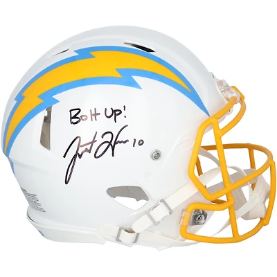 Justin Herbert Los Angeles Chargers Autographed Riddell Speed Authentic Helmet with "Bolt Up!" Inscription