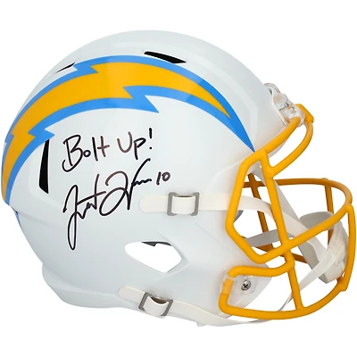 Justin Herbert Los Angeles Chargers Autographed Riddell Speed Replica Helmet with "Bolt Up!" Inscription