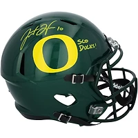 Justin Herbert Oregon Ducks Autographed Riddell Speed Replica Helmet with "Sco Ducks" Inscription