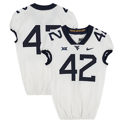 West Virginia Mountaineers Team-Issued #42 White Nike Jersey from the Football Program - Size 42+2