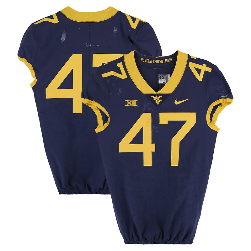 West Virginia Mountaineers Team-Issued #47 Navy Nike Jersey from the Football Program - Size 40+2