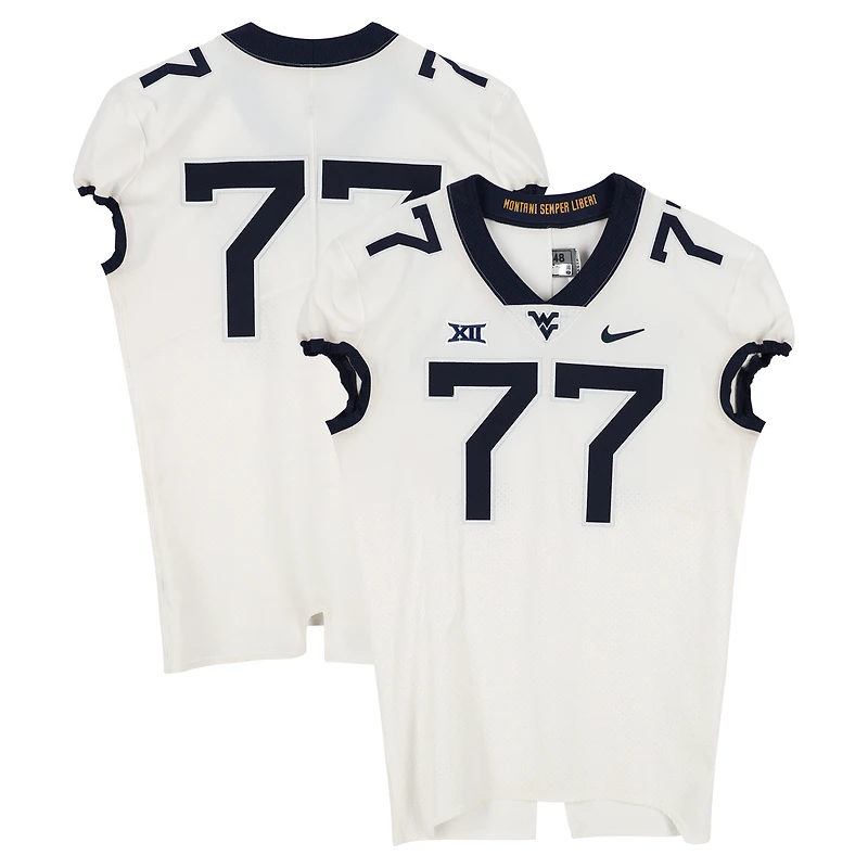 West Virginia Mountaineers Team-Issued #77 White Nike Jersey from the Football Program - Size 48+4